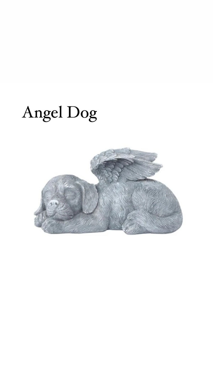 Dog Cat Angel Statue